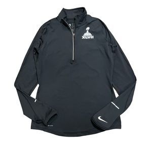 Nike Golf Jacket Super Bowl XLVII 1/4 Zip Women Small Dri-Fit Black Grey
